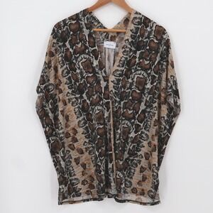 Vtg Adrienne Sequin Animal Print Kaftan Top Tunic Party Snake Leopard USA Size L
